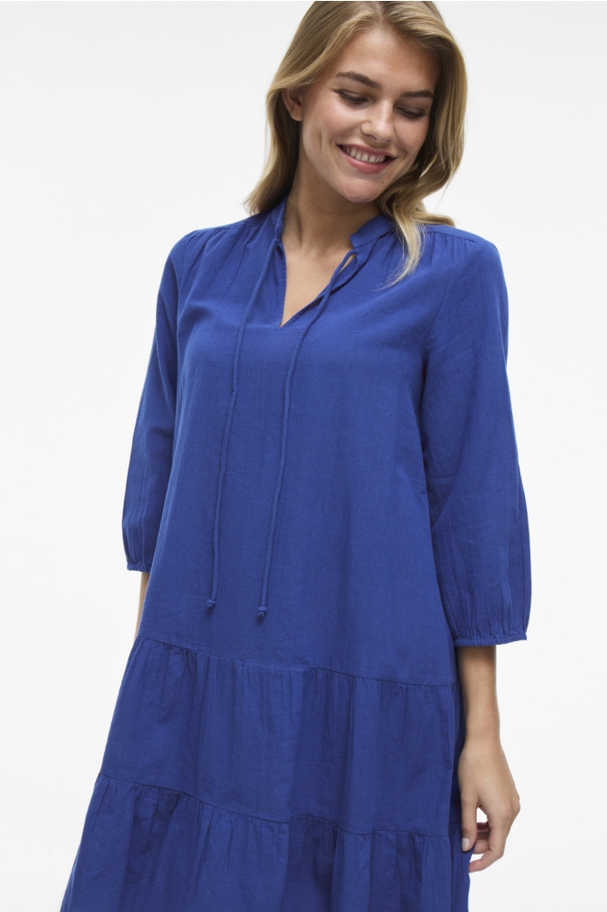 VIPETRA V-NECK 3/4 SHORT DRESS/TES 14109524 MAZARINE BLUE